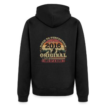 2016 Vintage Uniquely Completed - Unisex Premium Organic Zip Hoodie - black - Back - Nico (187cm)
