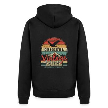 Surprise d’anniversaire 2022 Millésime - Veste à capuche bio Premium Unisexe - noir - Dos - Nico (187cm)