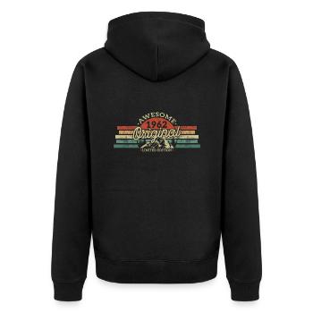 Jahrgang 1962 Geburtstag Vintage - Unisex Premium Bio Zip Hoodie - Schwarz - Hinten - Nico (187cm)