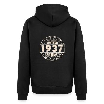 Vintage Geburtstagsgeschenk 1937 - Unisex Premium Bio Zip Hoodie - Schwarz - Hinten - Nico (187cm)