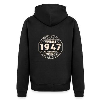 Vintage 1947 Cadeau d’anniversaire - Veste à capuche bio Premium Unisexe - noir - Dos - Nico (187cm)