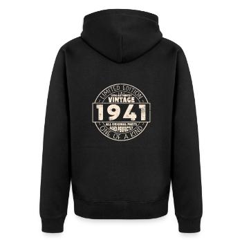 Vintage 1941 Cadeau d’anniversaire - Veste à capuche bio Premium Unisexe - noir - Dos - Nico (187cm)