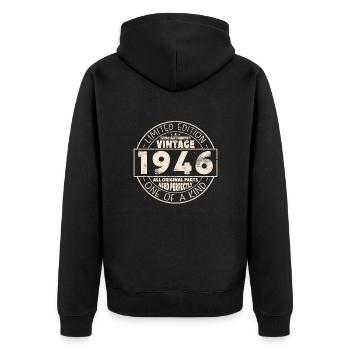 Cadeau d’anniversaire Vintage 1946 - Veste à capuche bio Premium Unisexe - noir - Dos - Nico (187cm)