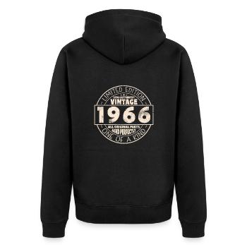 Gift 1966 Vintage 57/58 Years - Unisex Premium Organic Zip Hoodie - black - Back - Nico (187cm)