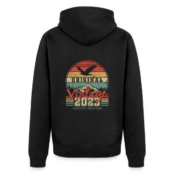 Original 2023 Vintage Geburtstag Retro - Unisex Premium Bio Zip Hoodie - Schwarz - Hinten - Nico (187cm)