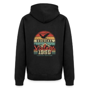 1959 Anniversaire Vintage Rétro - Veste à capuche bio Premium Unisexe - noir - Dos - Nico (187cm)