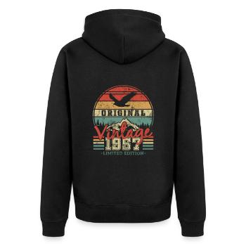 Original Vintage 1957 66/67 Ans - Unisex Premium Organic Zip Hoodie - black - Back - Nico (187cm)