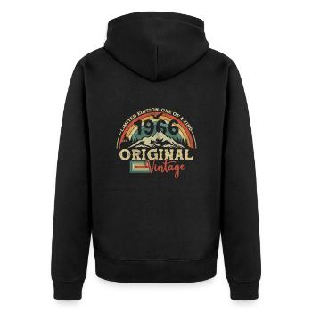 Original Vintage 1966 57/58 Ans - Unisex Premium Organic Zip Hoodie - black - Back - Nico (187cm)