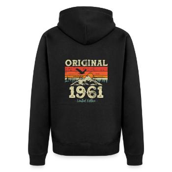 Édition originale anniversaire de 1961 - Veste à capuche bio Premium Unisexe - noir - Dos - Nico (187cm)