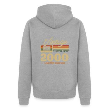 2000 - 23/24 Jahre Geburtstag - Unisex Premium Bio Zip Hoodie - Grau meliert - Hinten - Nico (187cm)