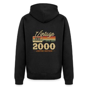 2000 - 23/24 ans anniversaire - Veste à capuche bio Premium Unisexe - noir - Dos - Nico (187cm)