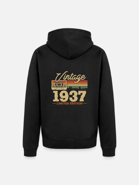 1937 - 86/87th birthday - Unisex Premium Organic Zip Hoodie - black