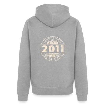 Millésime 2011 12/13 ans cadeau d’anniversaire - Veste à capuche bio Premium Unisexe - gris chiné - Dos - Nico (187cm)
