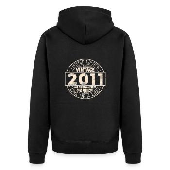 Vintage 2011 12/13 Jahre Geburtstag Geschenk - Unisex Premium Bio Zip Hoodie - Schwarz - Hinten - Nico (187cm)