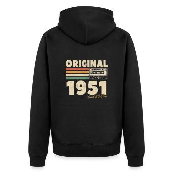 Cadeau rétro 1951 - 72/73 ans - Veste à capuche bio Premium Unisexe - noir - Dos - Nico (187cm)