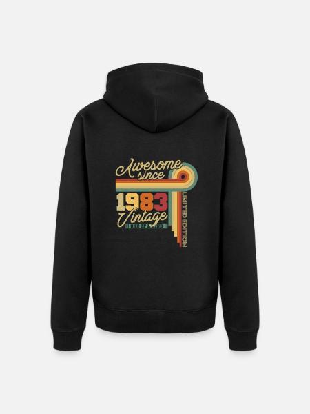 1983 Anniversary Retro - 40 Years - Unisex Premium Organic Zip Hoodie - black