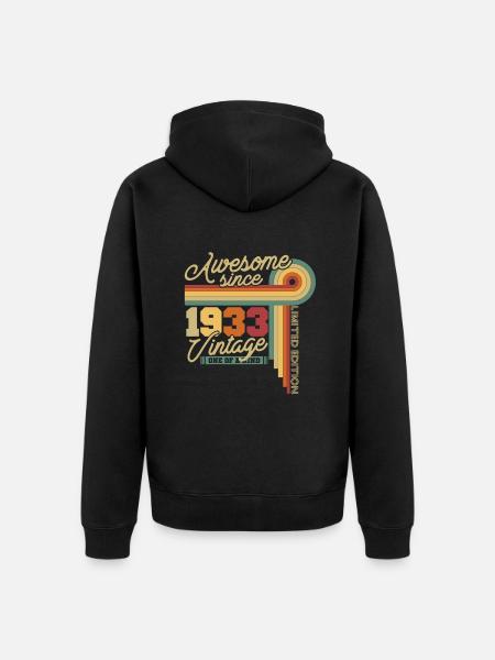 1933 Anniversary retrospective 90 years - Unisex Premium Organic Zip Hoodie - black