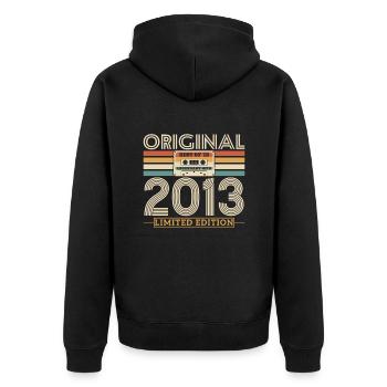 Édition Vintage Anniversaire 2013 - Veste à capuche bio Premium Unisexe - noir - Dos - Nico (187cm)