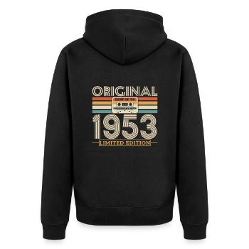 1953 Vintage Anniversary Edition - Veste à capuche bio Premium Unisexe - noir - Dos - Nico (187cm)