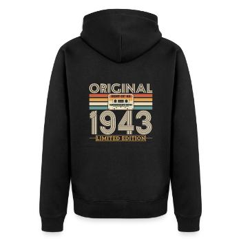 1943 Anniversary Retro Édition Limitée - Veste à capuche bio Premium Unisexe - noir - Dos - Nico (187cm)