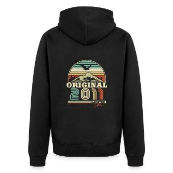 Vintage Birthday Gift: Mountain and Eagle 2011 - Unisex Premium Organic Zip Hoodie - black - Back - Nico (187cm)