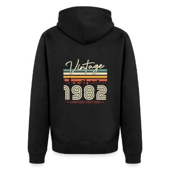 Millésime 1982 : Édition Anniversaire Limitée - Veste à capuche bio Premium Unisexe - noir - Dos - Nico (187cm)