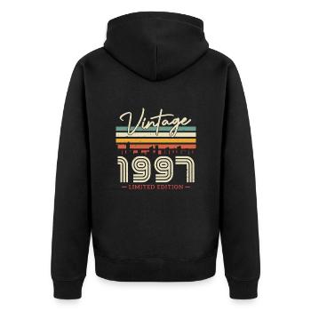 Vintage 1997 Geburtstagsgeschenk - Unisex Premium Bio Zip Hoodie - Schwarz - Hinten - Nico (187cm)