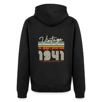 Cadeau d’anniversaire vintage 1941, 82/83 ans - Veste à capuche bio Premium Unisexe - noir - Dos - Nico (187cm)