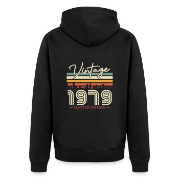 Vintage 1979 Cadeau d’anniversaire - Veste à capuche bio Premium Unisexe - noir - Dos - Nico (187cm)