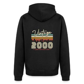 Vintage 2000 Birthday Gift - Unisex Premium Organic Zip Hoodie - black - Back - Nico (187cm)