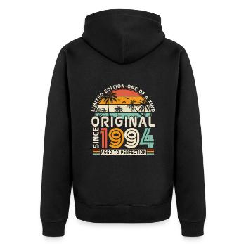 Vintage Original 1994 Geburtstagsgeschenk - Unisex Premium Organic Zip Hoodie - black - Back - Nico (187cm)