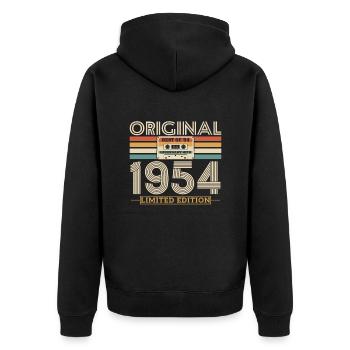 Cadeau d’anniversaire original 1954 69/70 ans - Veste à capuche bio Premium Unisexe - noir - Dos - Nico (187cm)