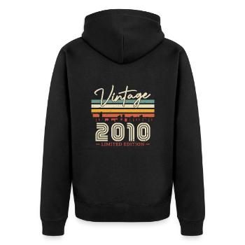 Cadeau Vintage 2010 - 13/14 ans - Veste à capuche bio Premium Unisexe - noir - Dos - Nico (187cm)