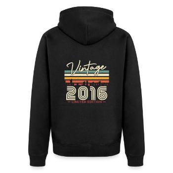 Vintage Birthday Gift 2016 - Unisex Premium Organic Zip Hoodie - black - Back - Nico (187cm)