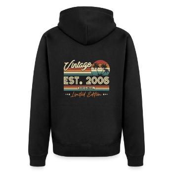 Vintage Birthday Gift 2006 - Unisex Premium Organic Zip Hoodie - black - Back - Nico (187cm)