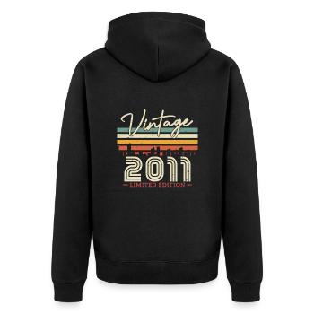 Vintage Geburtstagsgeschenk 2011 12/13 J. - Unisex Premium Bio Zip Hoodie - Schwarz - Hinten - Nico (187cm)