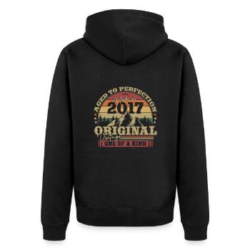 Vintage Birthday Gift 2017 Kids 6/7 Years - Unisex Premium Organic Zip Hoodie - black - Back - Nico (187cm)
