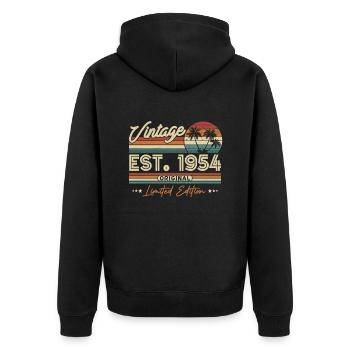 Cadeau d’anniversaire vintage 1954 69/70 ans - Veste à capuche bio Premium Unisexe - noir - Dos - Nico (187cm)