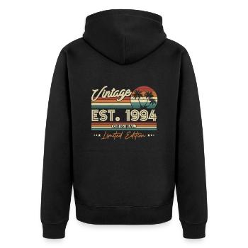 Vintage 1994 Geburtstagsgeschenk - Unisex Premium Bio Zip Hoodie - Schwarz - Hinten - Nico (187cm)
