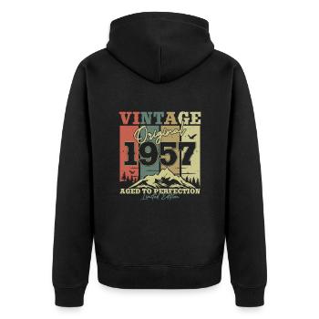 Original 1957 Vintage Geburtstags-Retro - Unisex Premium Bio Zip Hoodie - Schwarz - Hinten - Nico (187cm)