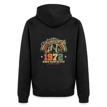 Vintage 1972 Birthday Gift - Unisex Premium Organic Zip Hoodie - black - Back - Nico (187cm)