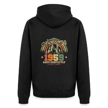 Vintage 1959 Geburtstagsgeschenk - Unisex Premium Bio Zip Hoodie - Schwarz - Hinten - Nico (187cm)