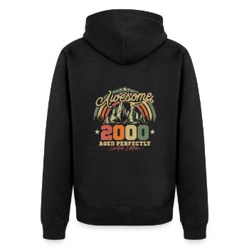 Vintage 2000 Gift 23/24 Years - Unisex Premium Organic Zip Hoodie - black - Back - Nico (187cm)