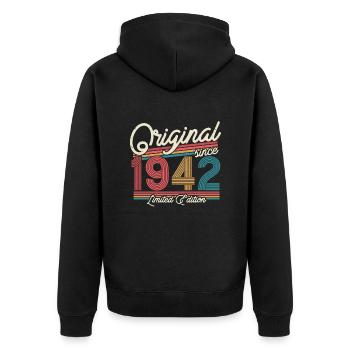 Vintage 1982 Cadeau d’anniversaire - Veste à capuche bio Premium Unisexe - noir - Dos - Nico (187cm)