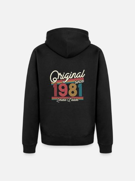 Millésime 1981 Cadeau 42/43 ans - Veste à capuche bio Premium Unisexe - noir