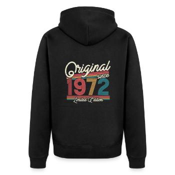 Vintage 1972 Birthday Gift - Unisex Premium Organic Zip Hoodie - black - Back - Nico (187cm)