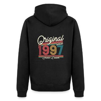 Vintage 1997 Cadeau d’anniversaire - Veste à capuche bio Premium Unisexe - noir - Dos - Nico (187cm)