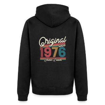 Cadeau 47/48 Anniversaire 1976 - Veste à capuche bio Premium Unisexe - noir - Dos - Nico (187cm)