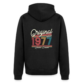 Gift 46/47 J. Né en 1977 - Veste à capuche bio Premium Unisexe - noir - Dos - Nico (187cm)
