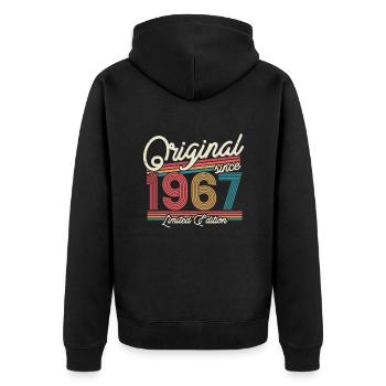 Cadeau d’anniversaire 1967 millésime 56/57 ans - Veste à capuche bio Premium Unisexe - noir - Dos - Nico (187cm)